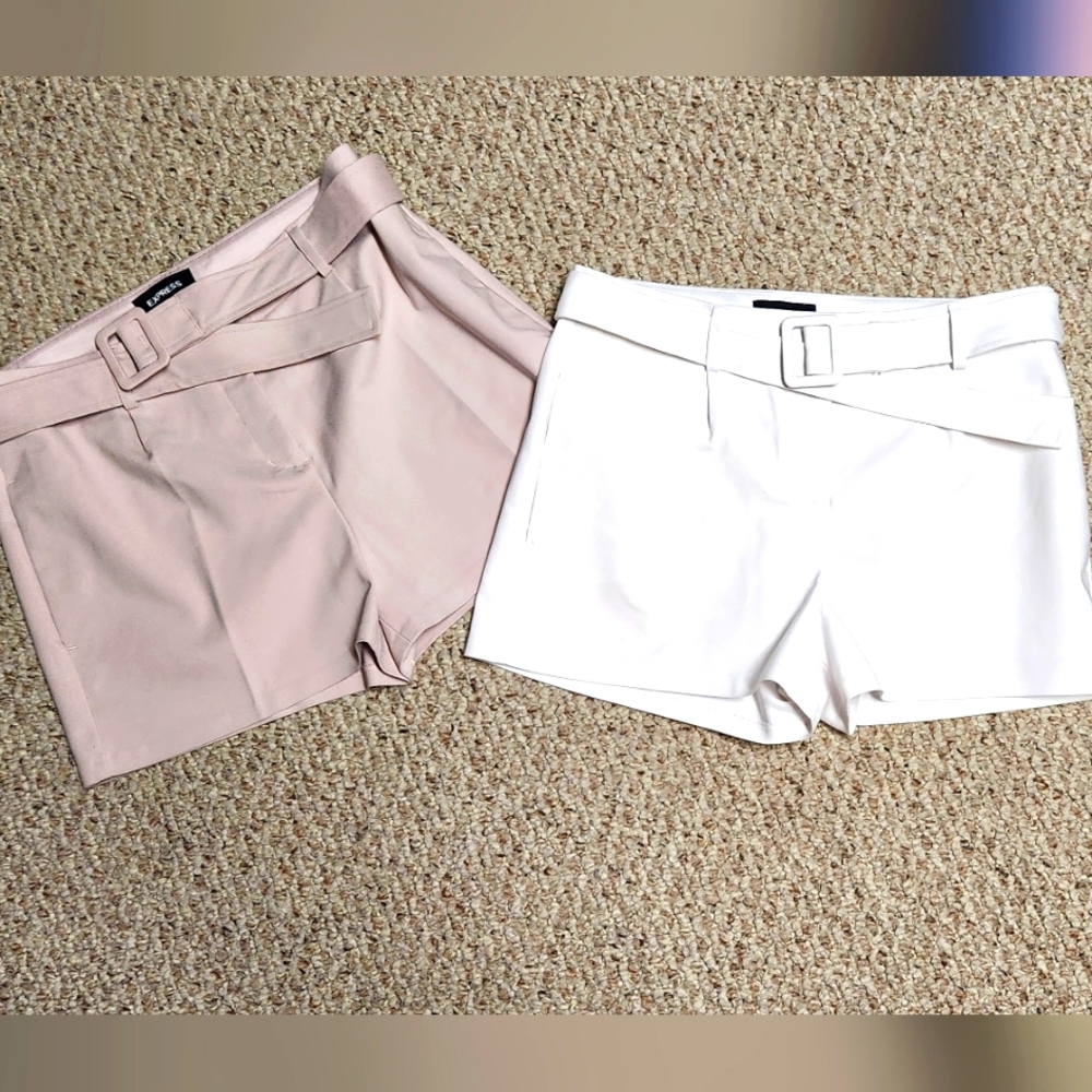 Express shortie high rise belted shorts
